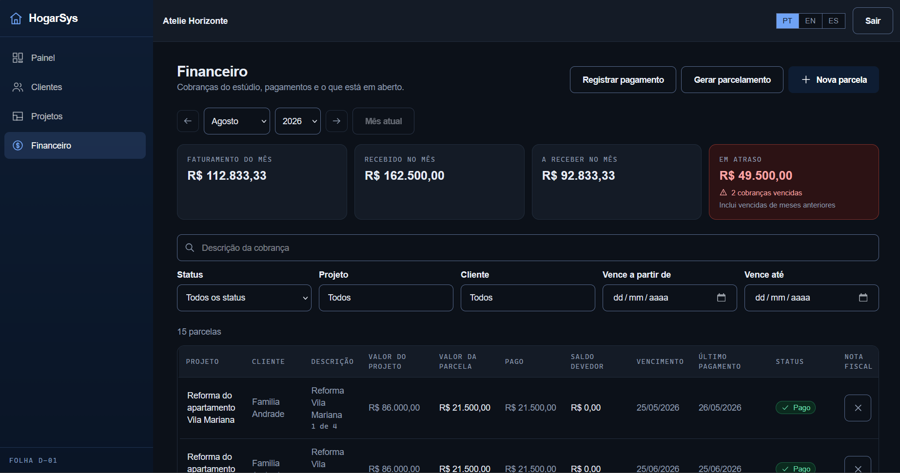 Landing page do HogarSys
