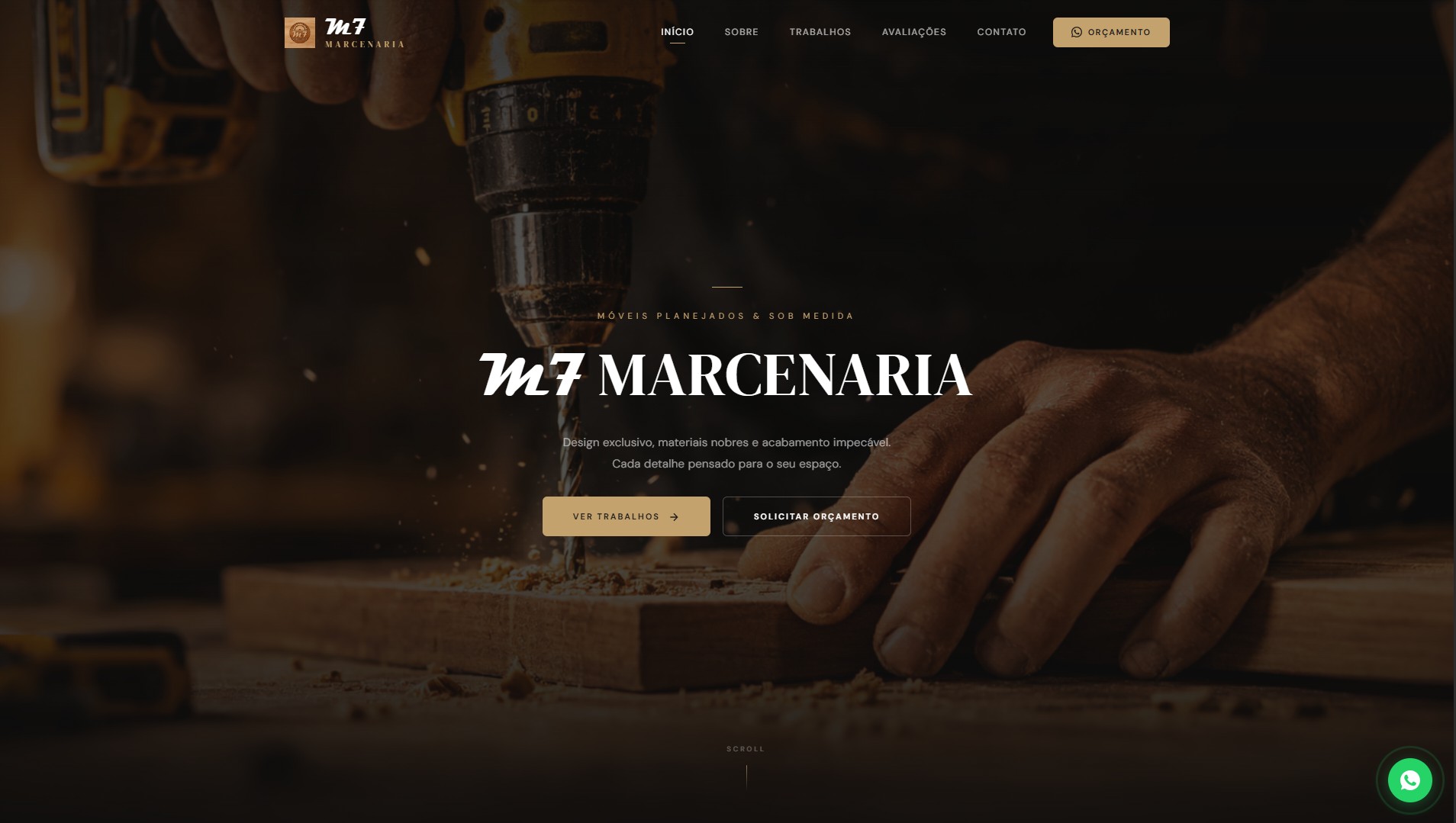 Site institucional da M7 Marcenaria